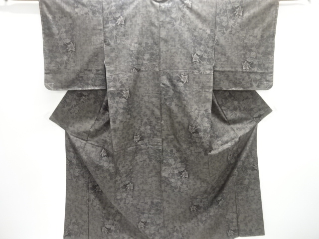 JAPANESE KIMONO / UNUSED / SILK / DORO OSHIMA TSUMUGI / WOVEN FLOWERS